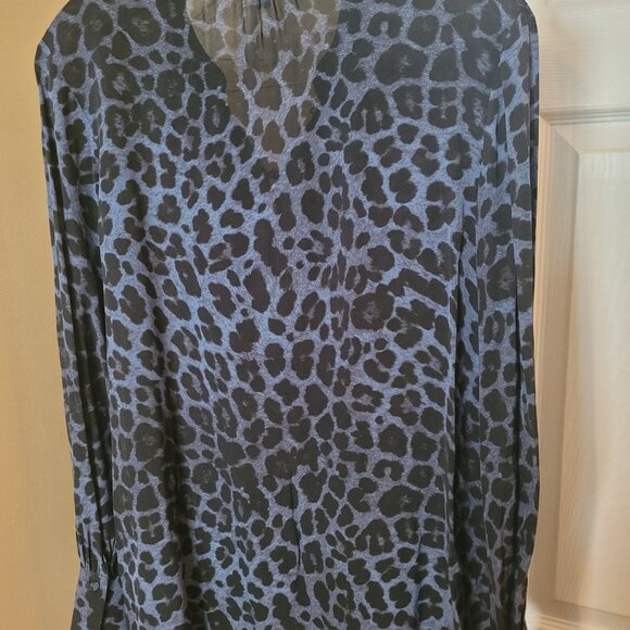 Joie Tariana Navy Blue Leopard Print Blouse - Picture 4 of 4